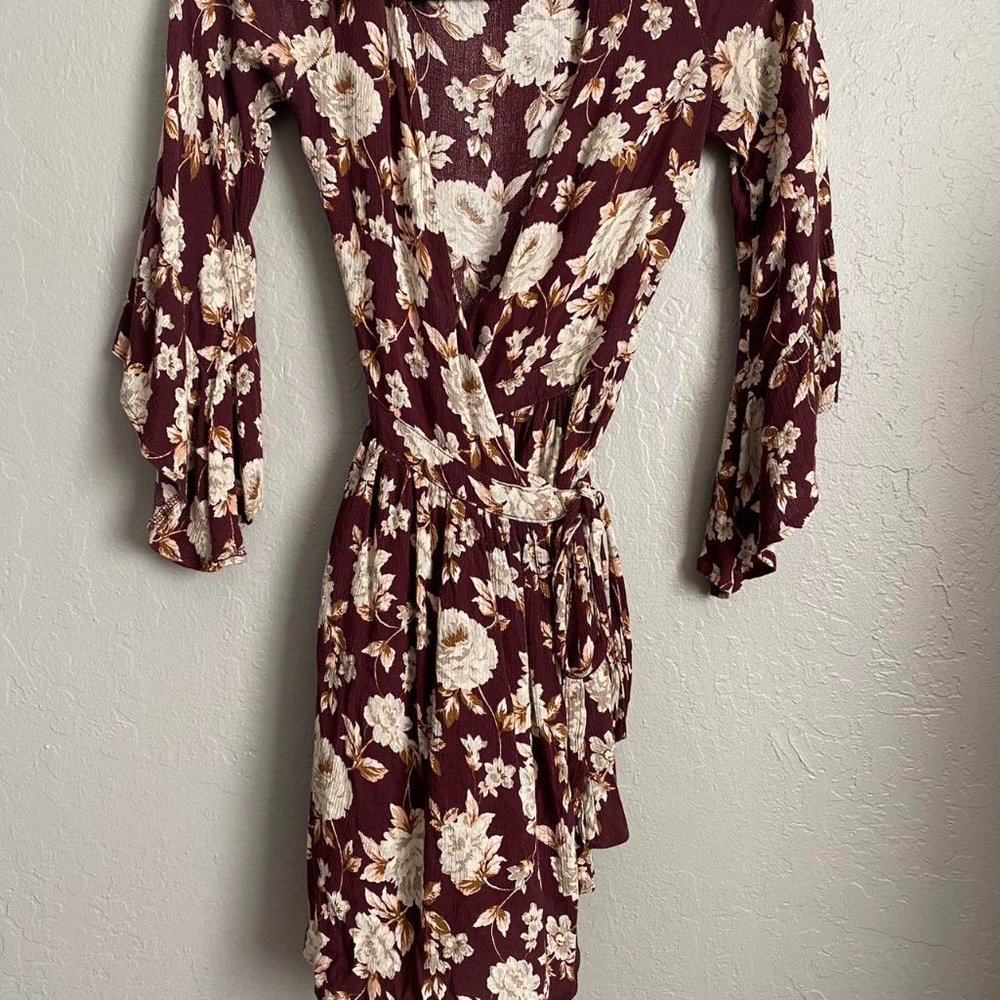 American Eagle Women's Burgundy and Pink Dress